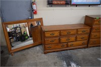 Vintage Wood Dresser w/Mirror & Dove Tailed