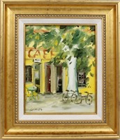 ERICA S CAFE OIL ON BOARD PAINTING