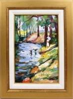 ERICA S RIVERBANK REFLECTION OIL PAINTING