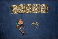 Vintage Bracelet & Two Pins - Bracelet is Napier,