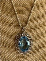 Sterling Silver & Blue Stone Necklace