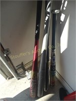 4 Baseball bats, aluminum & golf bag
