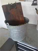 Clipboard & galvanized bucket