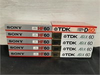Sony HF60 & TDK AR-X60 Blank Cassettes -New