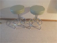 Retro bar stools, 26"h, sage color vinyl seats