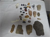 Fossils, arrow heads & stones