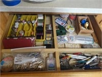 Drawer with Thread, thumbtacks, rubber bands, etc