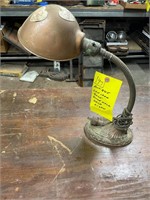 Antique cast iron base gooseneck desk light