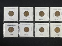 8 Old  Wheat Cents