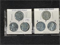 6 Steel War Cents P-D-S