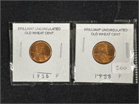 2 Uncirculated Old Wheat Cents