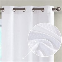 JINCHAN White Curtains for Living Room Waffle