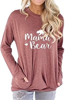 XL Freemale Womens Mama Bear Sweatshirt Long