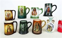 Native American Portrait Mugs Lot