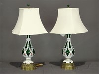 Pair Bohemian Glass Lamps