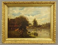 Painting, 19th c. River Landscape
