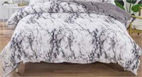 Comforter, Queen White Gray Marble Printed Bedding