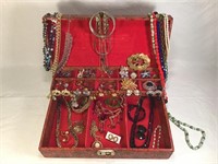 Vintage Jewelry Box with costume jewelry