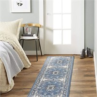 l Medallion Border Rug, Midnight Blue, 1'9"x7'2"