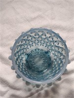Blue Hobnail Footed Dish 4"