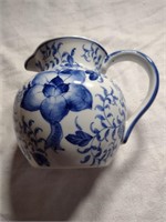 Vtg Blue and White Water Pitcher