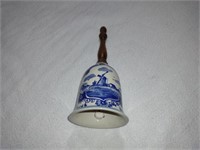 Vtg Blue and White Bell w/ Floral 7.5"