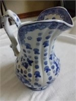 Vintage Blue and White Pitcher 8"