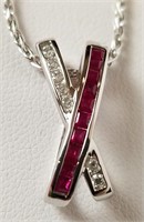 211- Stunning 14K Gold Diamond/Ruby Necklace