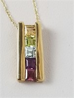 211- 10K Yellow Gold Semi Precious Stone Necklace
