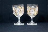 2 pcs Early Pressed Pattern Glass Cordials