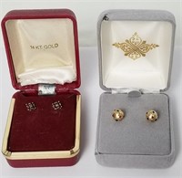 211- (2) Sets of 14K Yellow Gold Earrings
