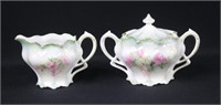 Antique RS Prussia Cream & Lidded Sugar Bowl