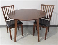 Modern Drop Leaf Round Table & 2 Chairs
