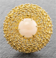 Italian 18K Yellow Gold Angel Skin Coral Domed Pin