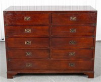 English Campaign Style Oak Chest of Drawers