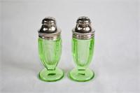 Vintage Green Depression Glass S&P Shakers