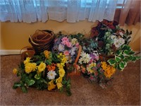 Artificial Flowers, Greenery and Baskets