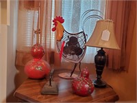 Rooster Fan, Lamp, Gourds, Iron