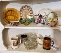 Murano Glass Dish & Asst. Plates, Mugs, etc.