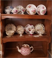 English Teapot, Teacup and Saucers