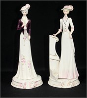 2 pcs Porcelain Figurines - 9.5"h