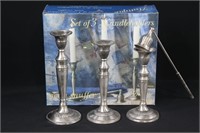 Set Of 3 Candle Holders & Snuffer