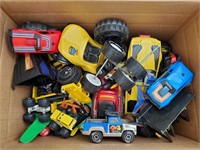 Box of Toy Cars and Tonka Trucks