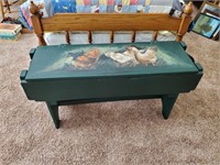 Hand Painted Rooster Storage Bench