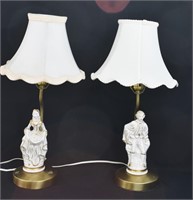 Pair Porcelain Figural Table Lamps
