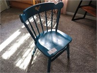TEAL SPINDLE BACK WOOD CHAIR/ WALL D?COR