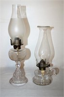 Two oil lamps 15.75" & 11.5" H
