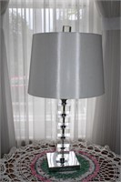 Glass and silver base table lamp 27"H