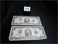 1995 & 2003 Two Dollar Bills;