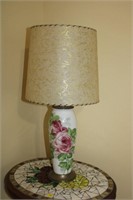 Porcelain and brass base lamp 27"H